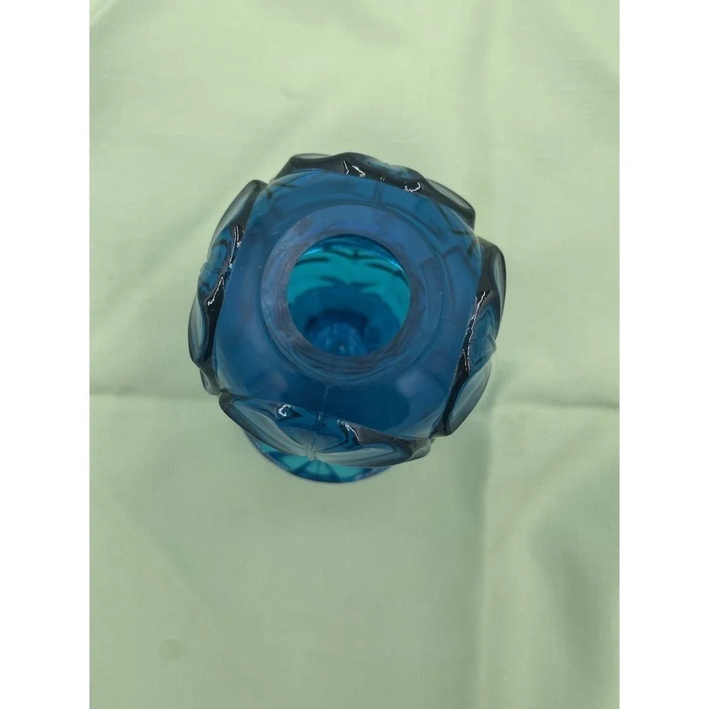 Viintage Viking Glass Epic Glimmer Leaf COBALT BLUE Bluenique Fairy Lamp